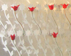 "tulip field" wall sculpture by artist vivienne bell